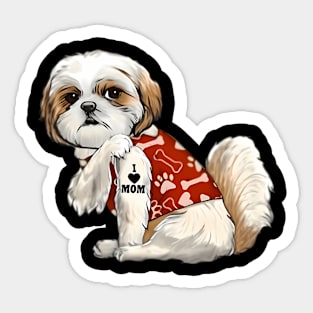 I Love Mom Tattoo Shih Tzu Mom Mother's Day Sticker